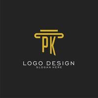 pk eerste logo met gemakkelijk pijler stijl ontwerp vector