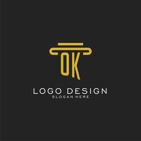 OK eerste logo met gemakkelijk pijler stijl ontwerp vector