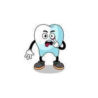 karakter illustratie van tand met tong plakken uit vector