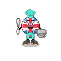 illustratie van Verenigde koninkrijk vlag net zo een bakkerij chef vector