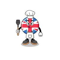 mascotte illustratie van Verenigde koninkrijk vlag chef vector