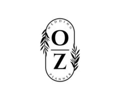 oz initialen brief bruiloft monogram logos verzameling, hand- getrokken modern minimalistisch en bloemen Sjablonen voor uitnodiging kaarten, opslaan de datum, elegant identiteit voor restaurant, boetiek, cafe in vector