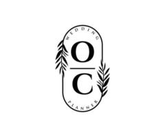 oc initialen brief bruiloft monogram logos verzameling, hand- getrokken modern minimalistisch en bloemen Sjablonen voor uitnodiging kaarten, opslaan de datum, elegant identiteit voor restaurant, boetiek, cafe in vector