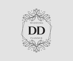 dd initialen brief bruiloft monogram logos verzameling, hand- getrokken modern minimalistisch en bloemen Sjablonen voor uitnodiging kaarten, opslaan de datum, elegant identiteit voor restaurant, boetiek, cafe in vector