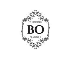 bo initialen brief bruiloft monogram logos verzameling, hand- getrokken modern minimalistisch en bloemen Sjablonen voor uitnodiging kaarten, opslaan de datum, elegant identiteit voor restaurant, boetiek, cafe in vector