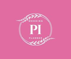 pi initialen brief bruiloft monogram logos verzameling, hand- getrokken modern minimalistisch en bloemen Sjablonen voor uitnodiging kaarten, opslaan de datum, elegant identiteit voor restaurant, boetiek, cafe in vector