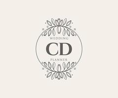 CD initialen brief bruiloft monogram logos verzameling, hand- getrokken modern minimalistisch en bloemen Sjablonen voor uitnodiging kaarten, opslaan de datum, elegant identiteit voor restaurant, boetiek, cafe in vector