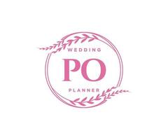 po initialen brief bruiloft monogram logos verzameling, hand- getrokken modern minimalistisch en bloemen Sjablonen voor uitnodiging kaarten, opslaan de datum, elegant identiteit voor restaurant, boetiek, cafe in vector