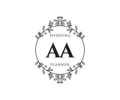 aa initialen brief bruiloft monogram logos verzameling, hand- getrokken modern minimalistisch en bloemen Sjablonen voor uitnodiging kaarten, opslaan de datum, elegant identiteit voor restaurant, boetiek, cafe in vector