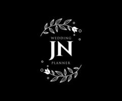 jn initialen brief bruiloft monogram logos verzameling, hand- getrokken modern minimalistisch en bloemen Sjablonen voor uitnodiging kaarten, opslaan de datum, elegant identiteit voor restaurant, boetiek, cafe in vector