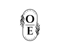 oe initialen brief bruiloft monogram logos verzameling, hand- getrokken modern minimalistisch en bloemen Sjablonen voor uitnodiging kaarten, opslaan de datum, elegant identiteit voor restaurant, boetiek, cafe in vector