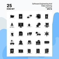 25 software bouwkunde en video gaming icoon reeks 100 bewerkbare eps 10 bestanden bedrijf logo concept ideeën solide glyph icoon ontwerp vector