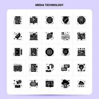 solide 25 media technologie icoon reeks vector glyph stijl ontwerp zwart pictogrammen reeks web en mobiel bedrijf ideeën ontwerp vector illustratie