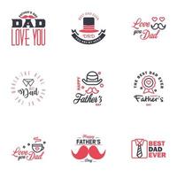 liefde u papa kaart ontwerp voor gelukkig vaders dag typografie verzameling 9 zwart en roze ontwerp bewerkbare vector ontwerp elementen