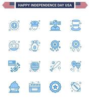 gelukkig onafhankelijkheid dag 16 blues icoon pak voor web en afdrukken lekker donut Mens magie hoed pet bewerkbare Verenigde Staten van Amerika dag vector ontwerp elementen