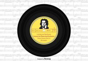 Beethoven vinyl single record vector design