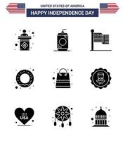 reeks van 9 Verenigde Staten van Amerika dag pictogrammen Amerikaans symbolen onafhankelijkheid dag tekens voor pakketjes zak Amerikaans voeding donut bewerkbare Verenigde Staten van Amerika dag vector ontwerp elementen