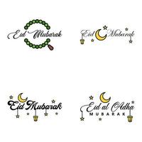 4 het beste eid mubarak zinnen gezegde citaat tekst of belettering decoratief fonts vector script en cursief handgeschreven typografie voor ontwerpen brochures banier flyers en t-shirts