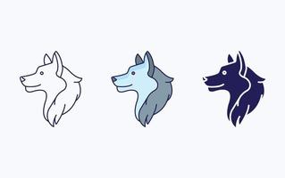 wolf lijn en glyph icoon, vector illustratie