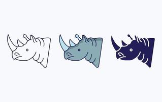 neushoorn lijn en glyph icoon, vector illustratie