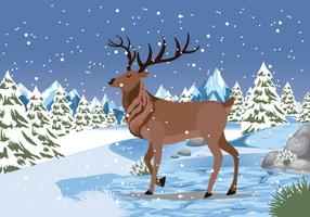 Sneeuw Caribou Achtergrond Vector Illustartion