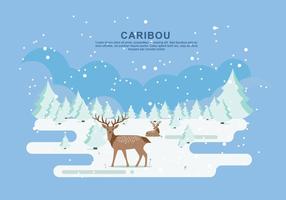 Sneeuw Caribou Vector Platte Illustratie