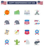 16 creatief Verenigde Staten van Amerika pictogrammen modern onafhankelijkheid tekens en 4e juli symbolen van Amerikaans tent brug tent vrij toerisme bewerkbare Verenigde Staten van Amerika dag vector ontwerp elementen