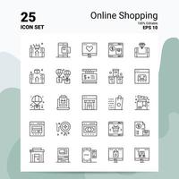 25 online boodschappen doen icoon reeks 100 bewerkbare eps 10 bestanden bedrijf logo concept ideeën lijn icoon ontwerp vector