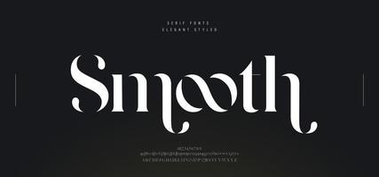 luxe alfabet brieven lettertype. klassiek belettering minimaal mode ontwerpen. typografie zonder serif gemakkelijk bruiloft logo fonts en nummer. vector illustratie