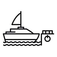 zeilboot in haven icoon, schets stijl vector