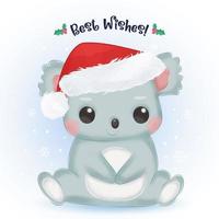 kerst wenskaart met schattige baby koala vector