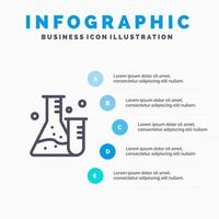 fles buis laboratorium wetenschap lijn icoon met 5 stappen presentatie infographics achtergrond vector