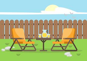 Achtertuin Met Lawnstoelen Illustratie vector