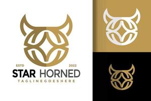 luxe ster gehoornd logo ontwerp vector illustratie sjabloon
