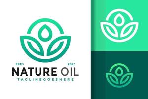 lotus natuur olie logo ontwerp vector illustratie sjabloon