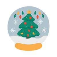 glas sneeuw wereldbol Kerstmis decoratief ontwerp. schattig tekenfilm Kerstmis boom. vector