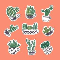 cactus vetplanten stickers voor logboek en ontwerper vector