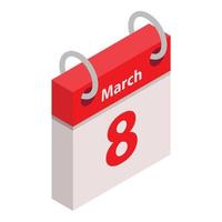 kalender maart vrouw dag icoon, isometrische stijl vector