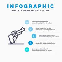 geweer hand- wapen Amerikaans lijn icoon met 5 stappen presentatie infographics achtergrond vector