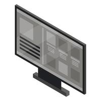 zwart slim TV icoon, isometrische stijl vector