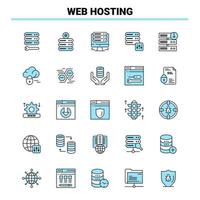 25 web hosting zwart en blauw icoon reeks creatief icoon ontwerp en logo sjabloon vector