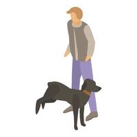 zwart hond opleiding icoon, isometrische stijl vector