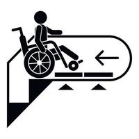 Mens rolstoel naar beneden roltrap icoon, gemakkelijk stijl vector