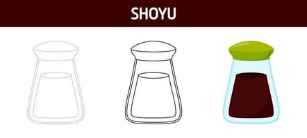 shoyu traceren en kleur werkblad voor kinderen vector