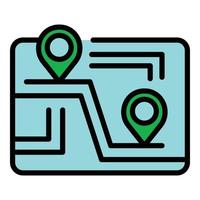 auto camping route icoon kleur schets vector