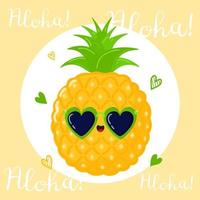 schattig grappig ananas karakter. vector hand- getrokken tekenfilm kawaii karakter illustratie icoon. geïsoleerd Aan wit achtergrond. ananas karakter concept