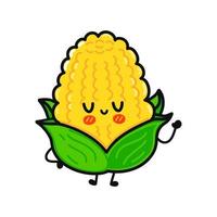 schattig grappig maïs karakter. vector hand- getrokken tekenfilm kawaii karakter illustratie icoon. geïsoleerd Aan wit achtergrond