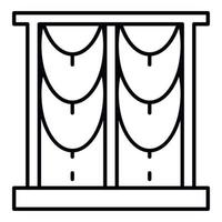 ronde venster gordijn icoon, schets stijl vector