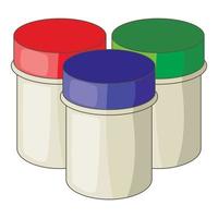 drie potten met gouache icoon, tekenfilm stijl vector