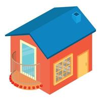 familie huis icoon isometrische vector. nieuw een verhaal gebouw met buitenshuis balkon vector